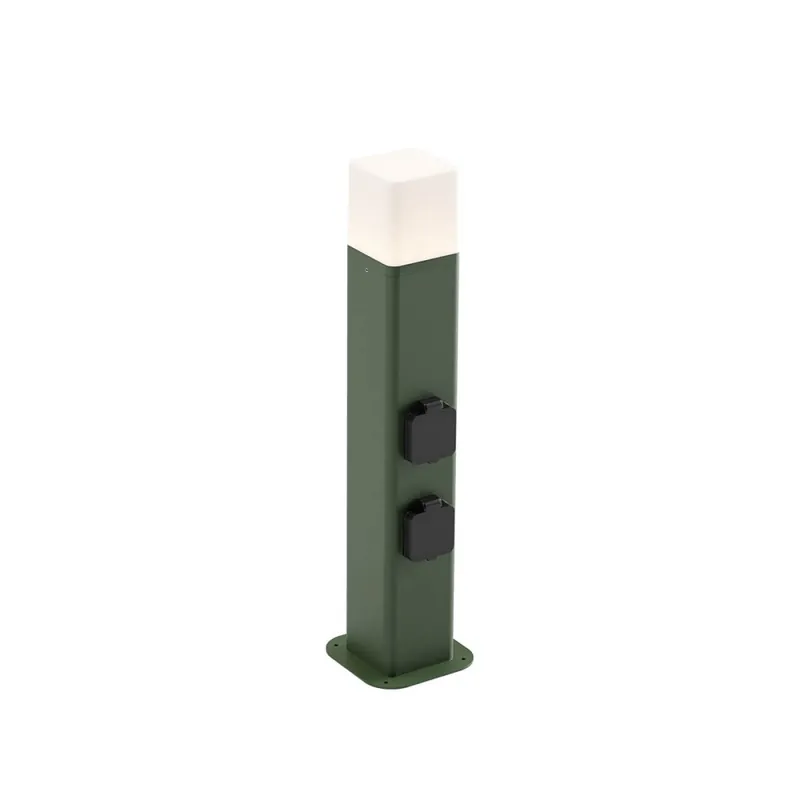 Premium REDO VOLT H500 Baliza con 2 Enchufes Verde Oscuro