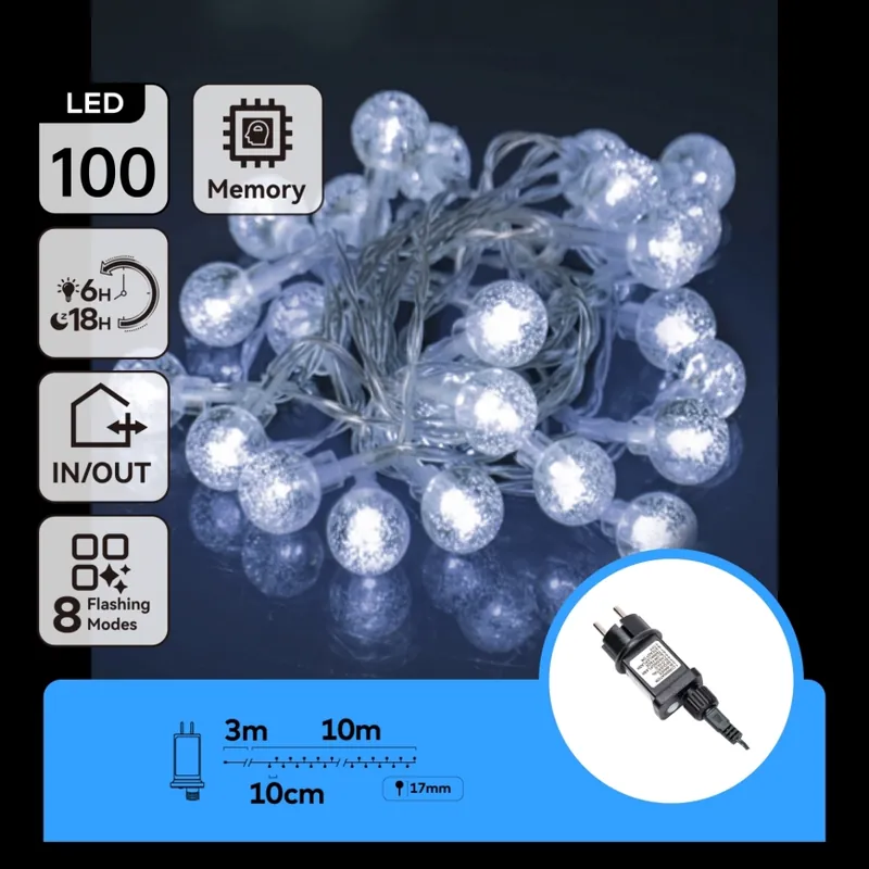 A Buen Precio Aigostar - Guirnalda navideña LED para exterior 100 LEDs/8 funciones 13 m IP44 blanco frío