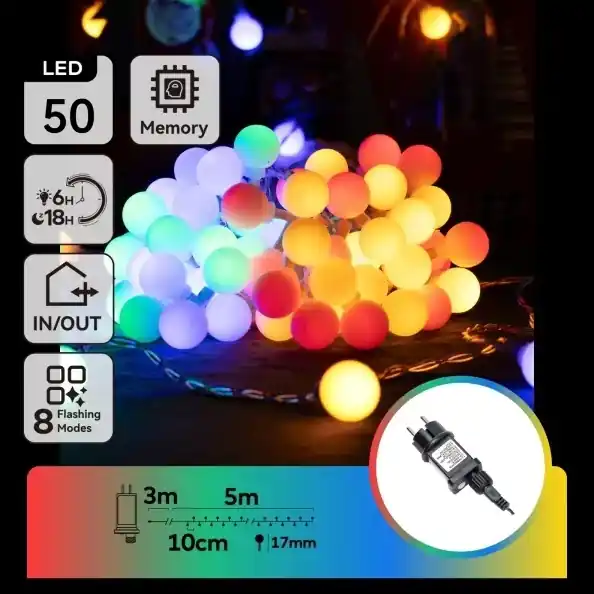Última Versión Aigostar - Guirnalda decorativa LED para exterior, 50 LED/8 funciones, 5 m, IP44, multicolor
