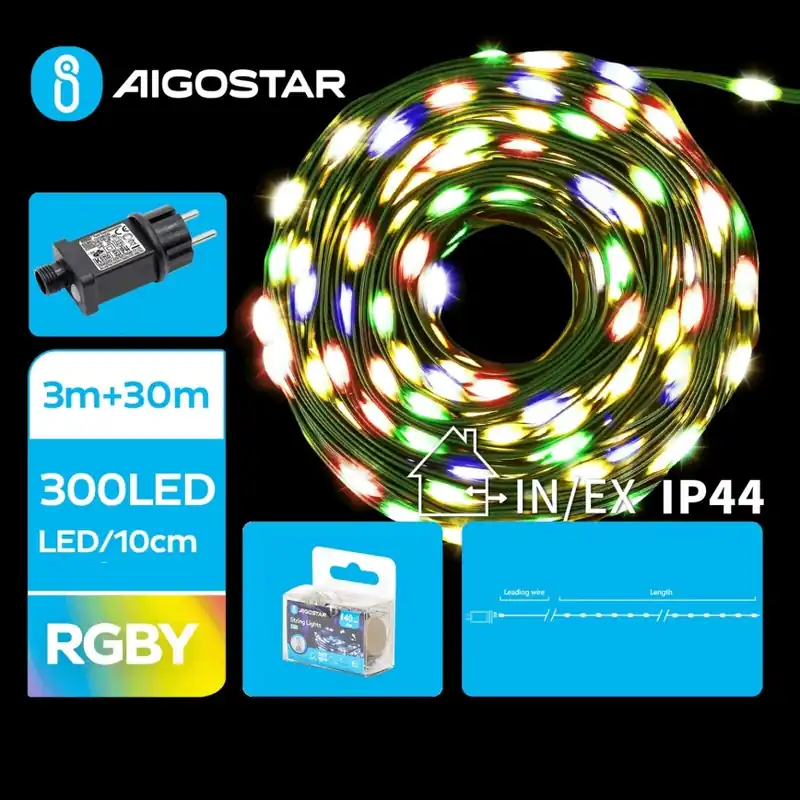 Aigostar - Guirnalda LED navideña para exteriores 300 LEDs/8 funciones 33 m IP44 multicolor Nuevo Modelo