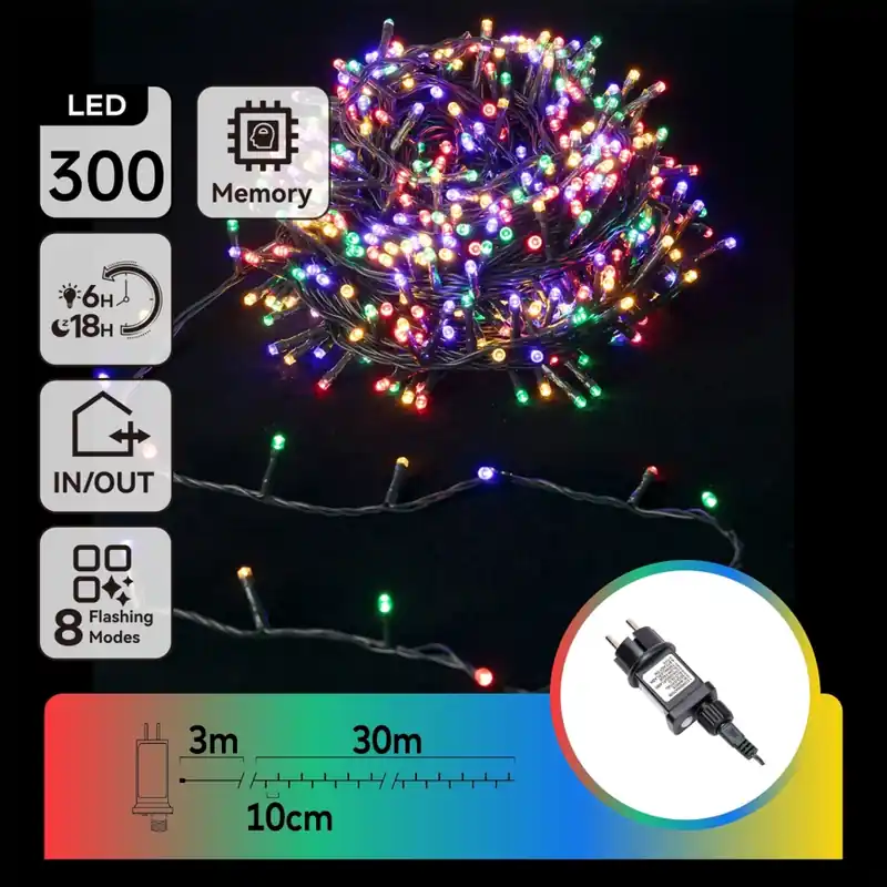 Aigostar - Guirnalda navideña LED para exterior, 300 LEDs, 30 m, IP44, multicolor Últimas Unidades
