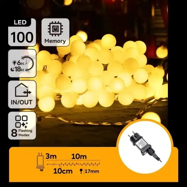 Aigostar - Guirnalda de luces LED para exterior 100 LED/8 funciones 10 m IP44 blanco cálido Oferta