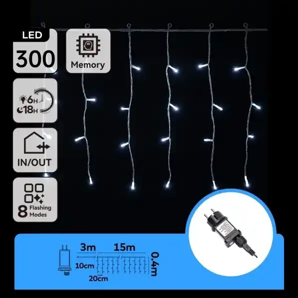 Venta Final Aigostar - LED Guirnalda navideña de exterior 300xLED/6W/230V/8 funciones 15x0,4m IP44 blanco frío