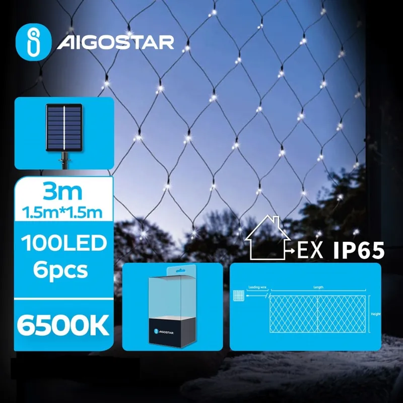 Aigostar - Cadena de navidad LED solar 100xLED/8 funciones 4,5x1,5m IP65 blanco frío Venta Final