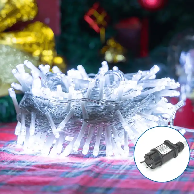 Solo Hoy Aigostar - Cadena de luces navideñas LED para exterior, 200 LEDs, 8 funciones, 23 m, IP44, blanco frío