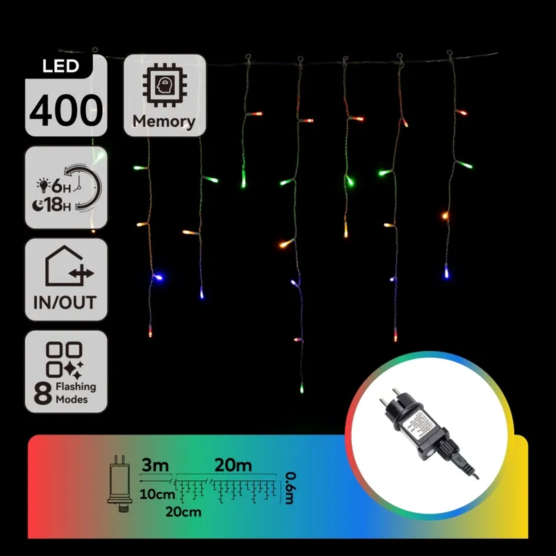 Aigostar - Cadena LED navideña para exterior 400 LEDs/8 funciones 23x0,6m IP44 multicolor Original