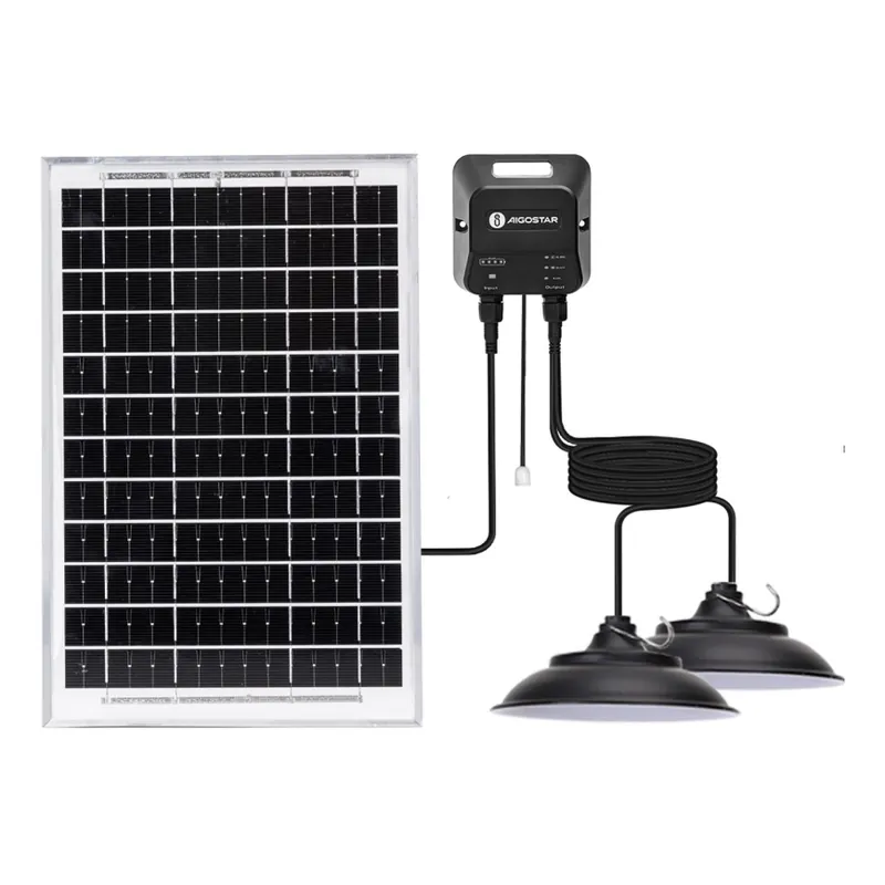 Aigostar - Lámpara solar LED con sensor 2xLED/35W/12V 6000 mAh 6500K diá. 15 cm + control remoto Garantía Incluida