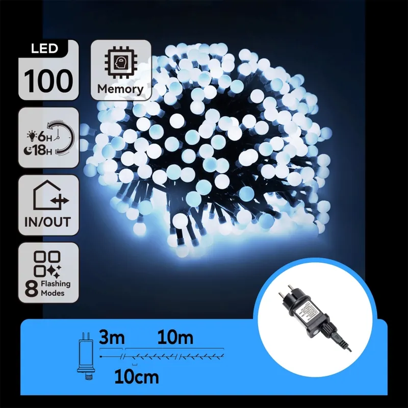 Aigostar - Guirnalda decorativa LED para exterior 100 LEDs/8 funciones 10 m IP44 blanco frío Oferta