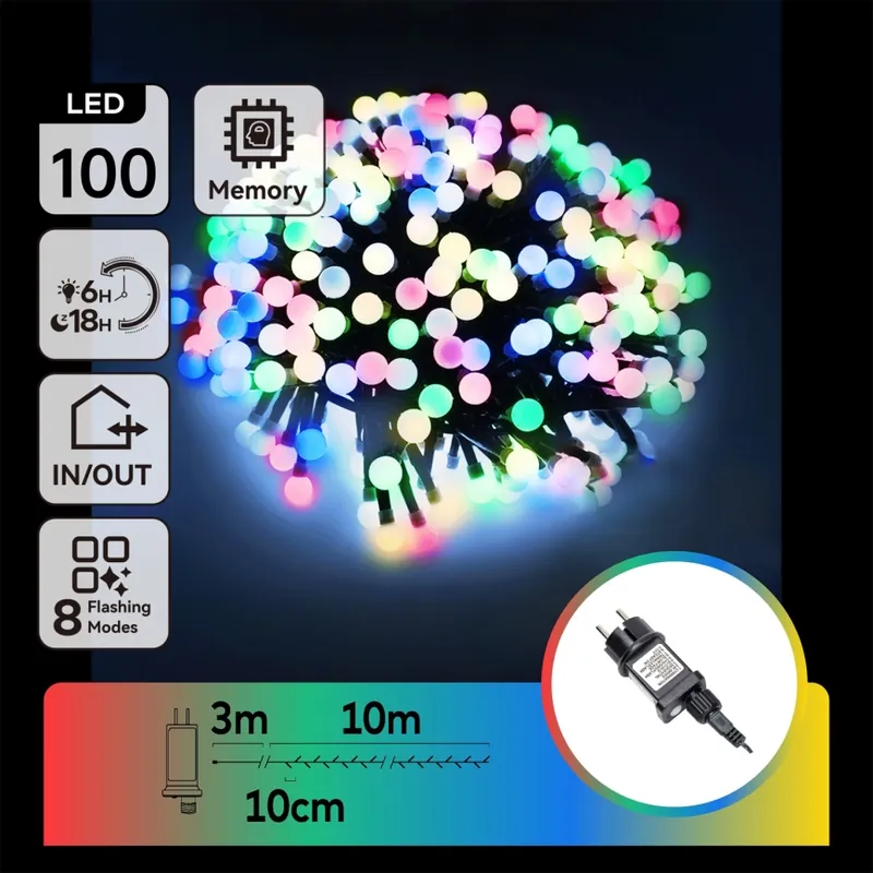 Aigostar - Guirnalda decorativa LED para exteriores, 100 LEDs / 8 modos, 10 m, IP44, multicolor Exclusivo