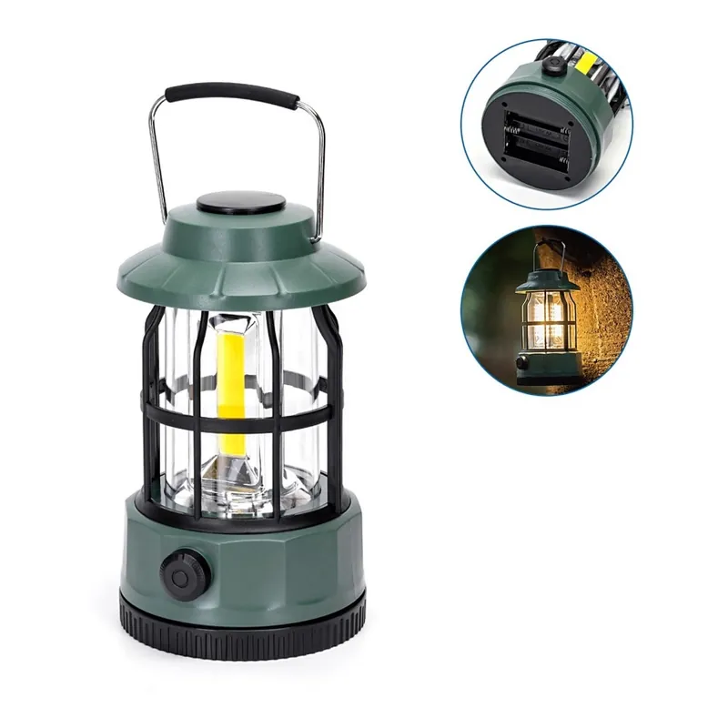Aigostar - Linterna de camping LED regulable LED/3xAA verde 17,5 cm Última Versión