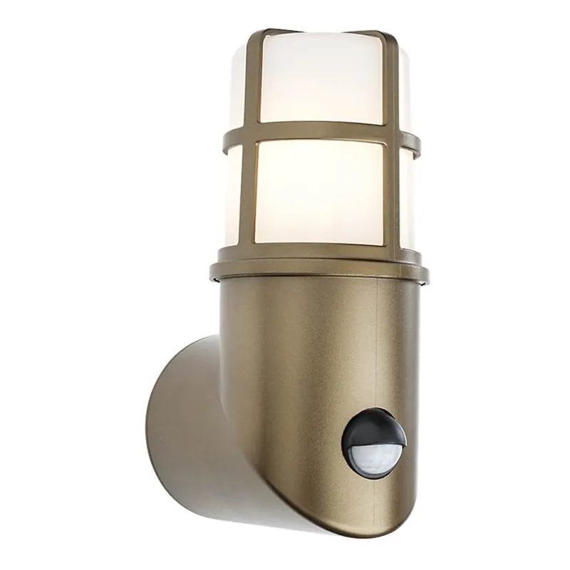 Redo 90199 - Lámpara de exterior con sensor TRITON 1xE27/28W/230V IP54 latón Exclusivo