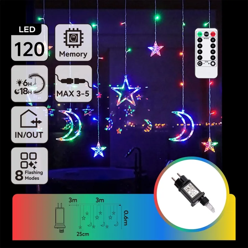 Alta Calidad Aigostar - LED RGBY Guirnalda navideña para exterior 120xLED/8 funciones 3x0,6m IP44 multicolor + mando a distancia