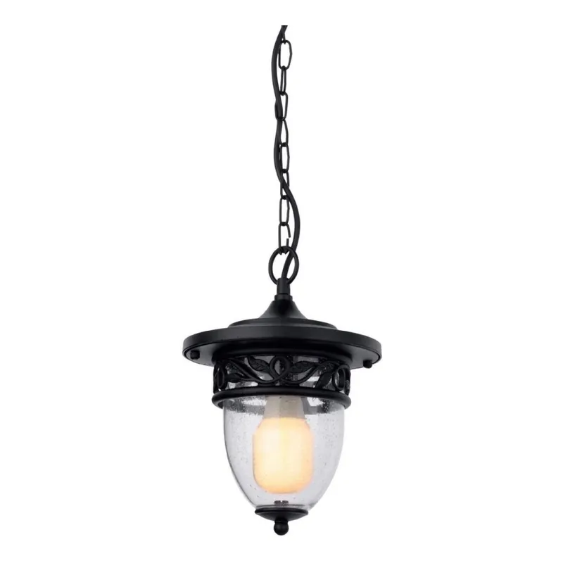 Redo 9399 - Lámpara de exterior colgante en cadena BASEL 1xE27/42W/230V IP44 negro Oferta Especial