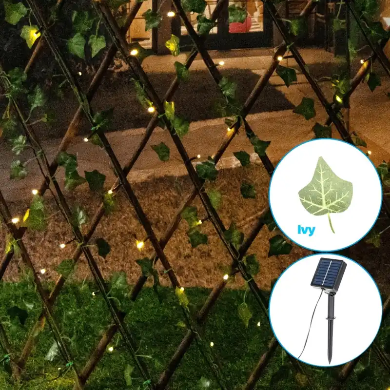 Auténtico Aigostar - Cadena solar LED 148xLED/2x1,2m IP65 300 mAh blanco cálido hiedra