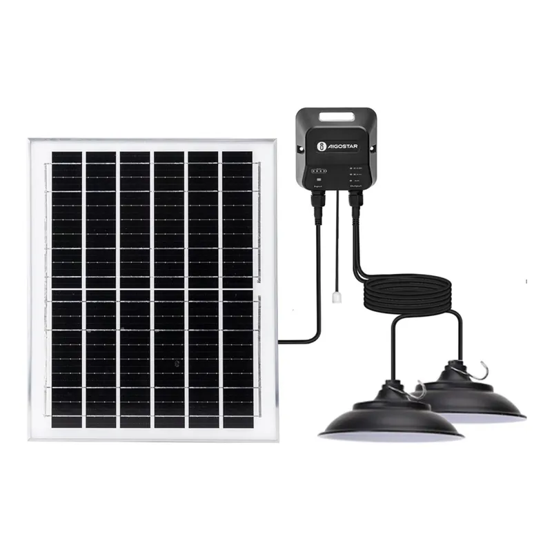 Aigostar - Lámpara solar LED 2xLED/70W/12V 12000 mAh 6500K diá. 23,5 cm + control remoto Devolución Gratuita