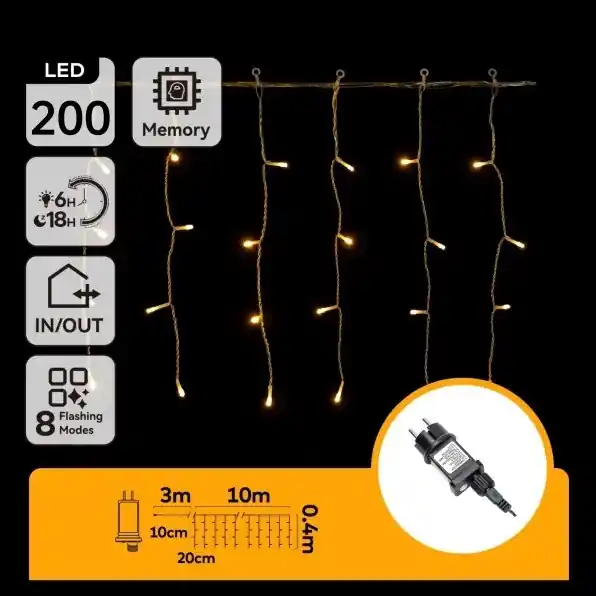 Aigostar - Guirnalda navideña LED para exterior 200xLED/8 funciones 10x0,4m IP44 blanco cálido Promoción