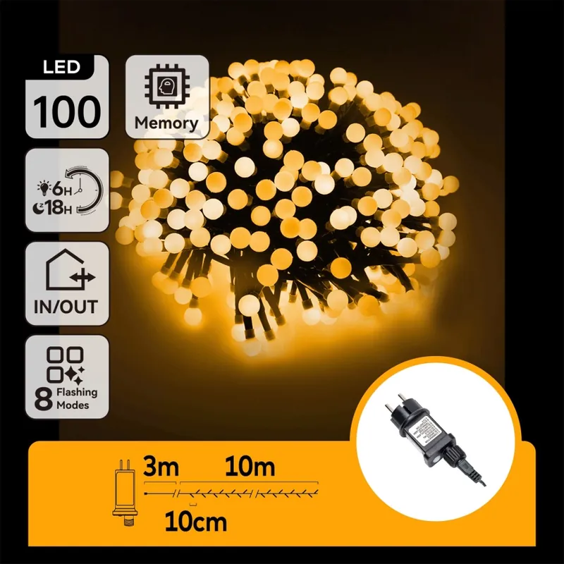 Aigostar - Guirnalda decorativa LED para exterior, 100 LED, 8 modos, 10 m, IP44, blanco cálido Precio Rebajado