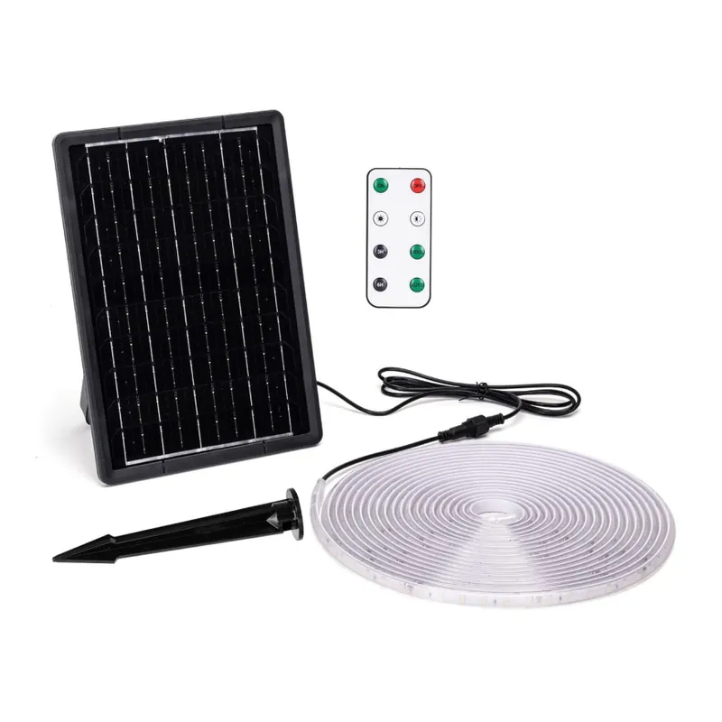 Aigostar - LED Tira solar regulable LED/10W/3,2V 10 m 2700K IP65 8000 mAh + control remoto Económico