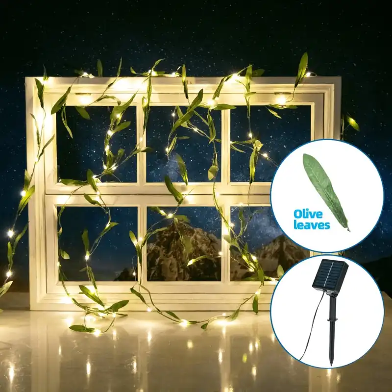 Aigostar - Guirnalda solar LED 100xLED/12m IP65 300 mAh blanco cálido oliva Oferta Flash