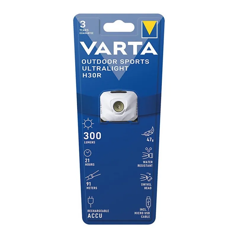 Varta 18631101401 - Linterna frontal regulable y recargable OUTDOOR SPORTS LED/5V IPX4 blanco Tendencia