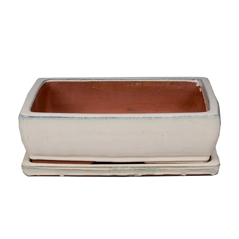 Maceta bonsai kofun+plato blanco Mejor Precio