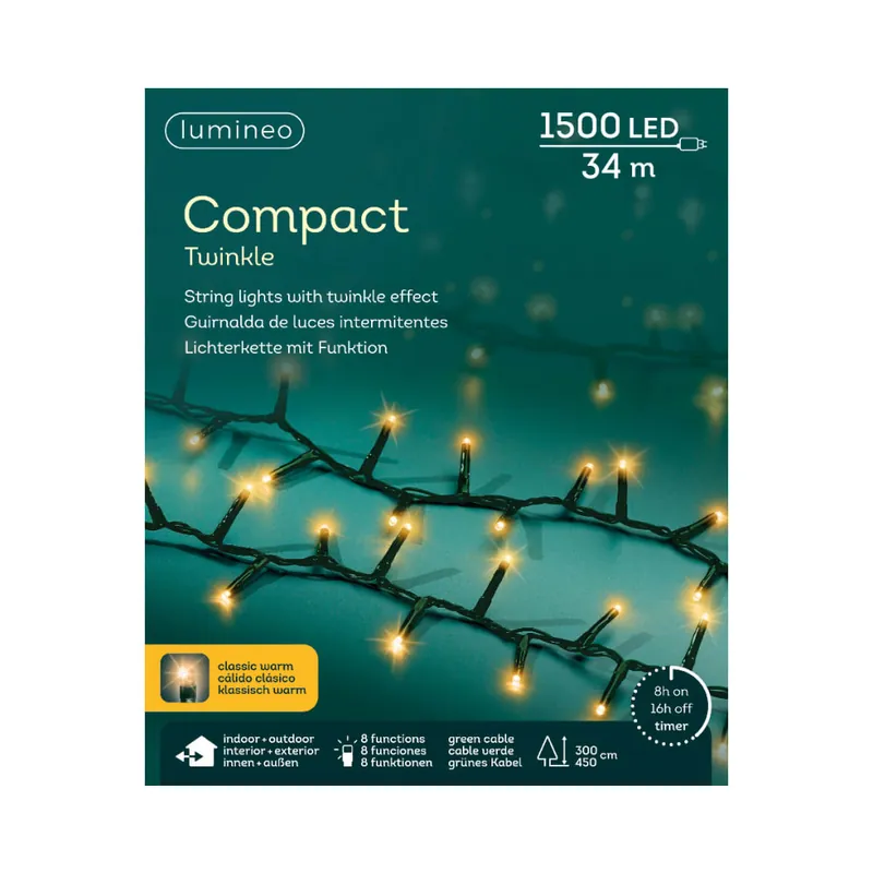 Luces de Navidad Compact twinkle Amarillo 1500 Leds (cable verde de 34m) Comprar En Línea