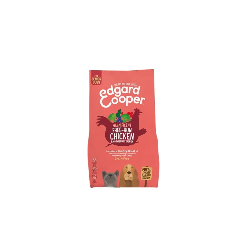 Pienso de pollo y salmón sin cereales para perros Senior Edgard&Cooper Mayoreo