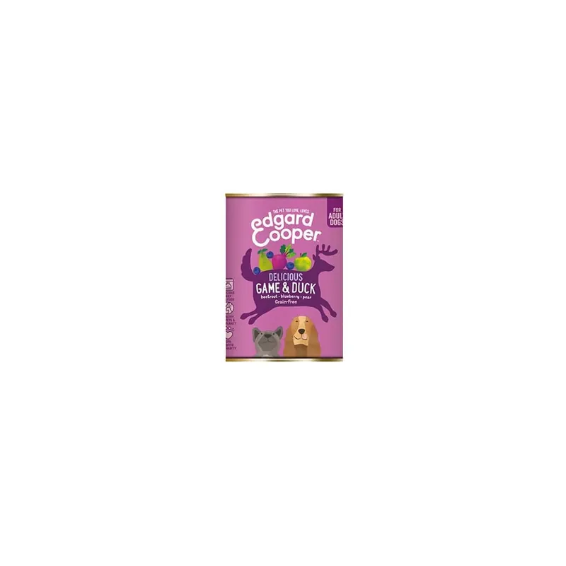 Rebajas Lata de comida húmeda Grain Free - Carne de caza y pato para perros adultos Edgard&Cooper
