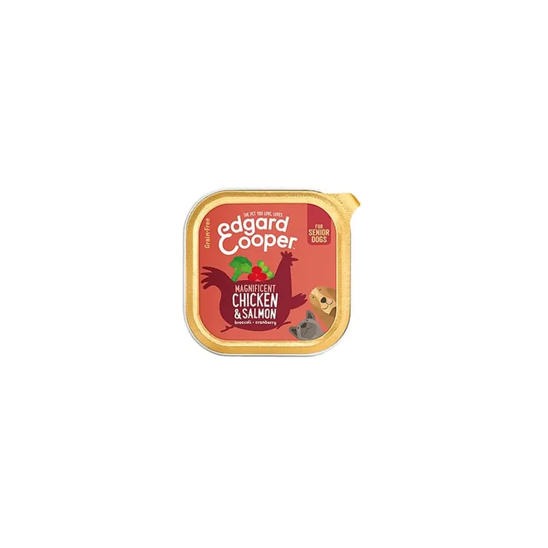 Tarrina de pollo y salmón ecológicos para perros Senior Edgard&Cooper Envío Gratis