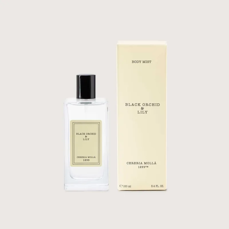 Imprescindible (Must-Have) Bruma corporal perfumada Cerería Mollá Black Orchid & Lily (100 ml)