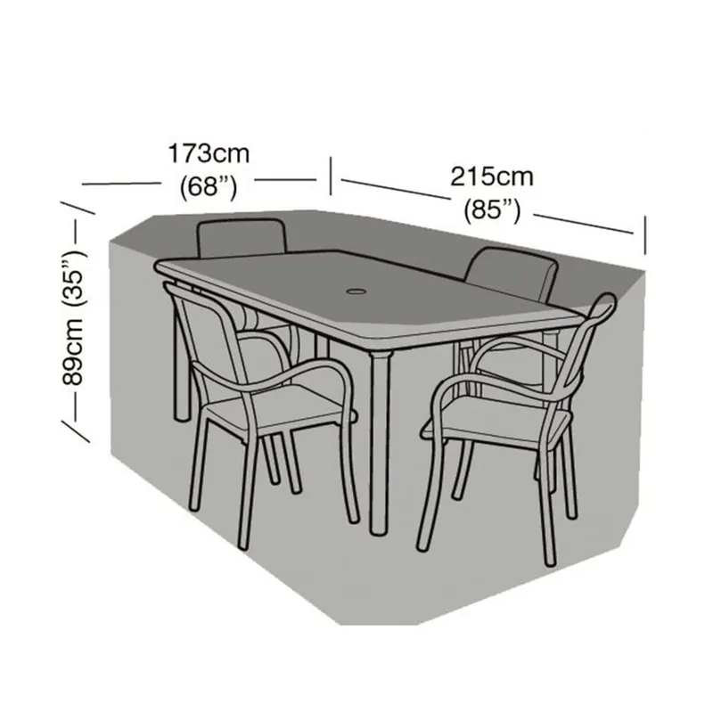 Máxima Calidad Funda Protectora para Conjunto de Mesa Rectangular y 4 Sillas de Jardín 173x215x89 cm