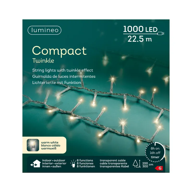 Luces de Navidad Compact twinkle Blanco 1000 Leds (cable transparente de 22,5m) Promoción