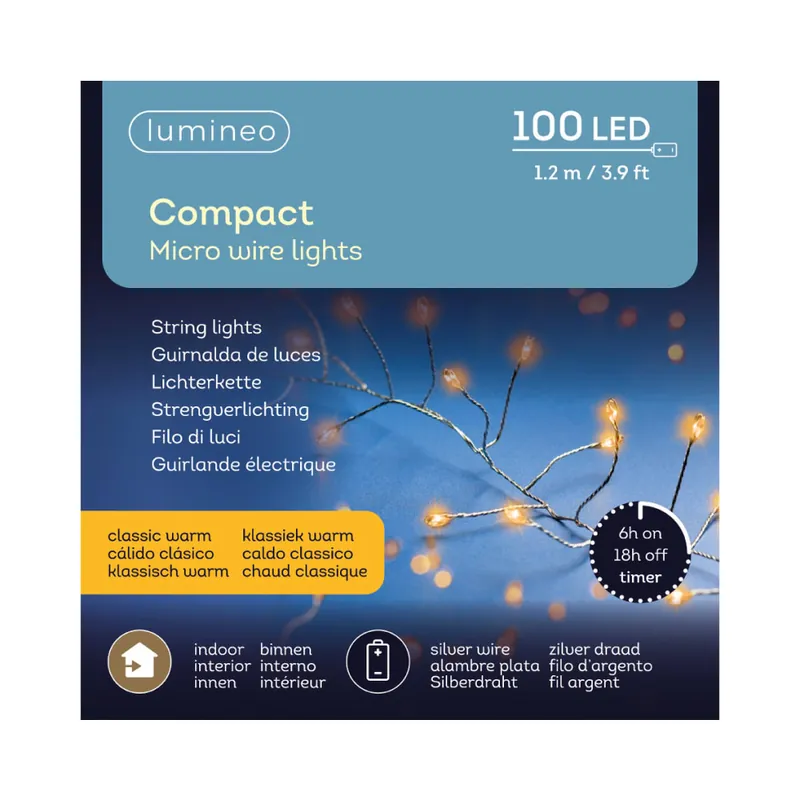 Luces de Navidad Compact Amarillo micro 100 Leds (cable plateado de 1,2m) Solo Por Tiempo Limitado