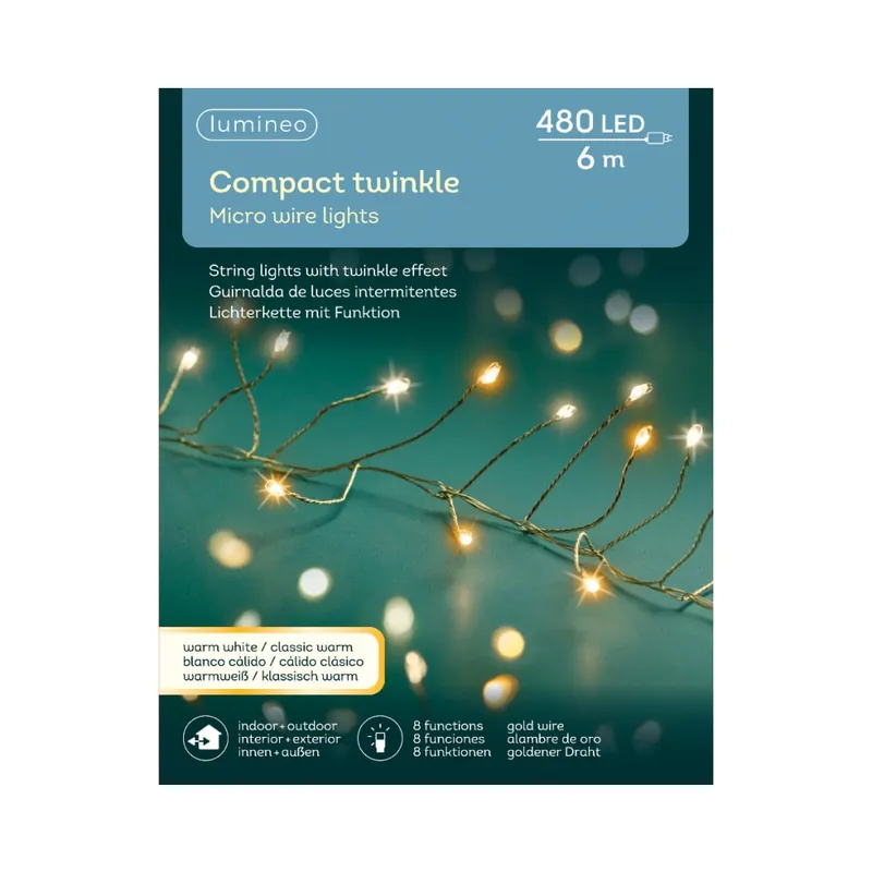 Oferta Luces de Navidad Compact twinkle Blanco/Amarillo micro  480 Leds (cable dorado de 6m)