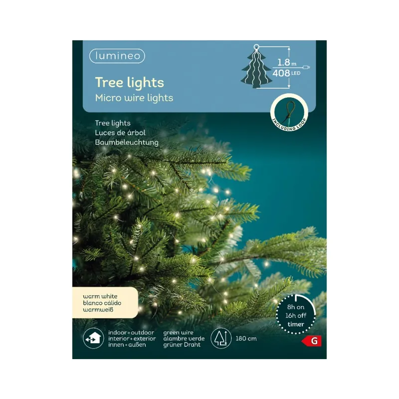 Luces de Navidad Tree micro 408 Leds Blanco (cable verde de 1,8m) Descuento
