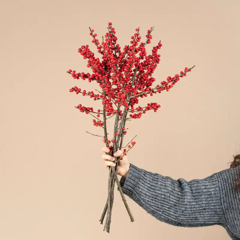 Navidad Esencial - Ramillete natural de Ilex con frutos rojos Garantía De Devolución De Dinero