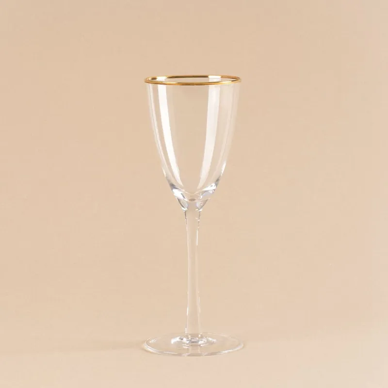 Copa de Vino Tinto Borde de Oro de Cristal Solo Hoy