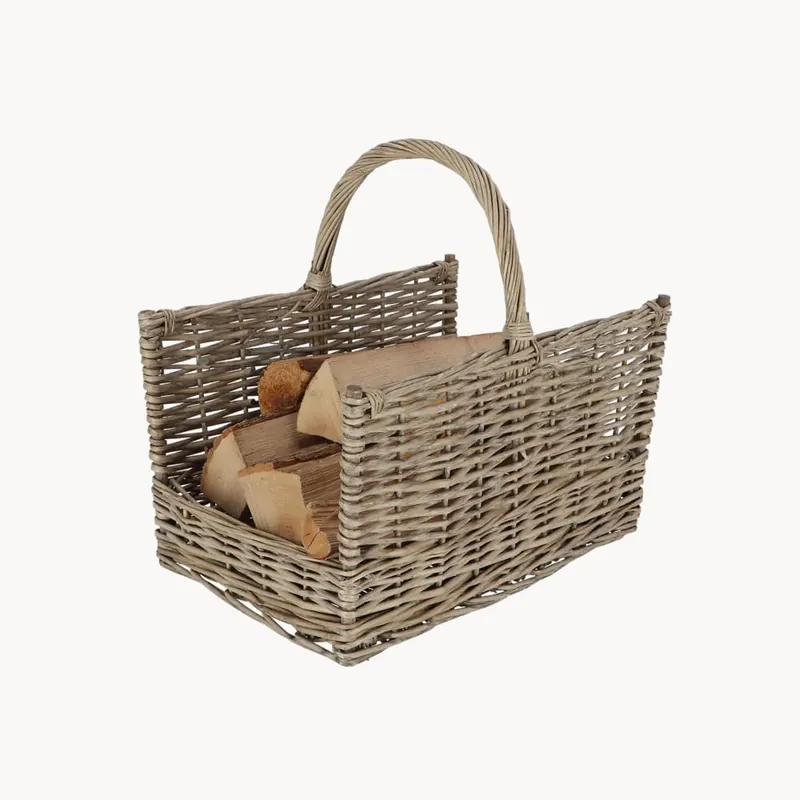 Leñero de mimbre gris Esschert Oferta Especial