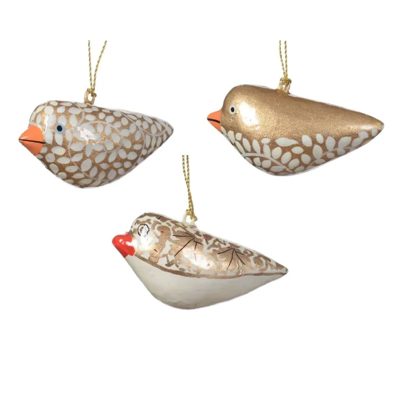 Adorno Colgante Pájaro Pintado a Mano dorado Marca Reconocida