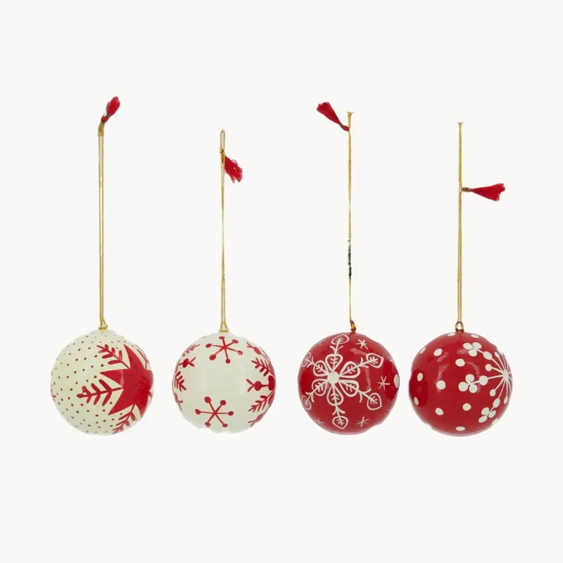 Bola para Árbol de Navidad en Papel Maché blanca y marrón Solo Por Tiempo Limitado