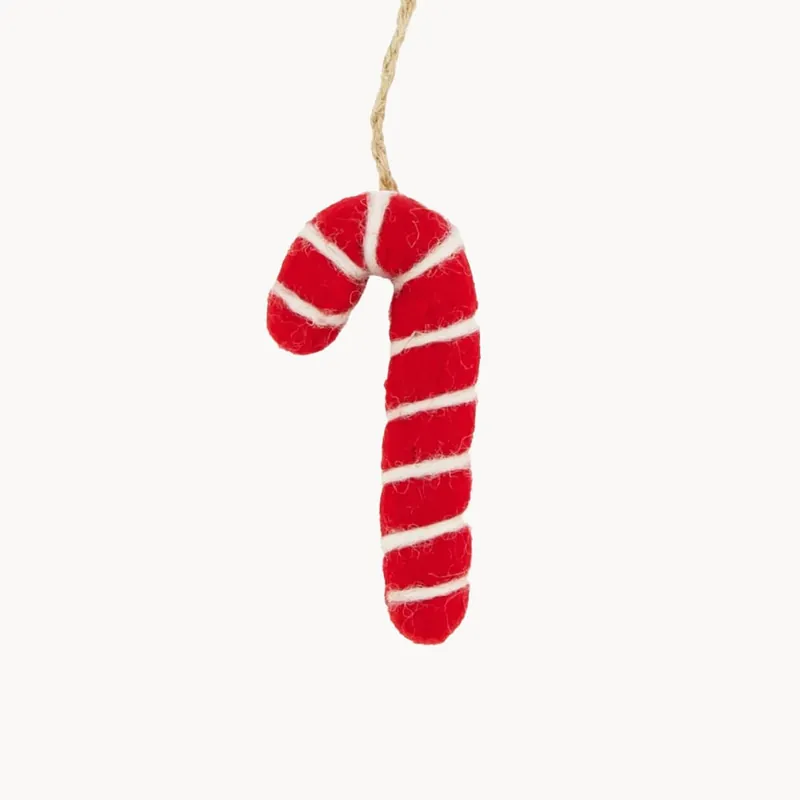 Adorno Colgante Bastón de Caramelo Navideño de Fieltro rojo y blanco (1 unidad) Oferta De Temporada