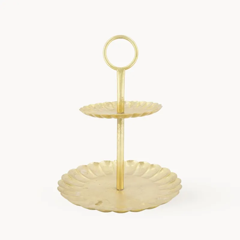 Soporte para Tarta de Dos Pisos de Metal dorado Precio Reducido