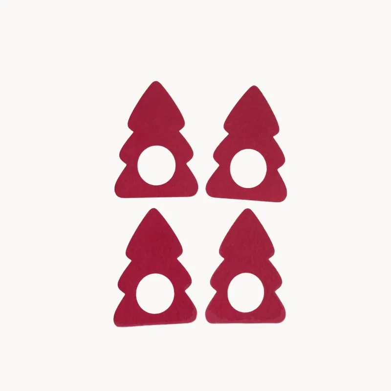 Oferta Especial Set de 4 Servilleteros de Árbol de Navidad de Fieltro rojo y blanco