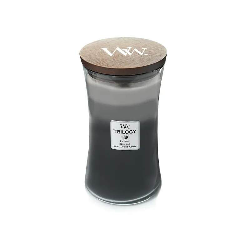 Vela perfumada WoodWick Trilogy Warm Wool (Large) Precio Económico