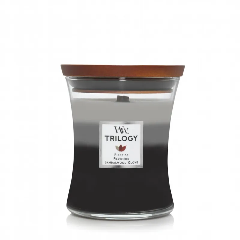 Vela perfumada WoodWick Trilogy Fireside (Medium) Más Vendido