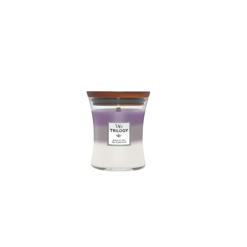 Vela perfumada WoodWick Trilogy Amethyst Sky (Medium) Tendencia