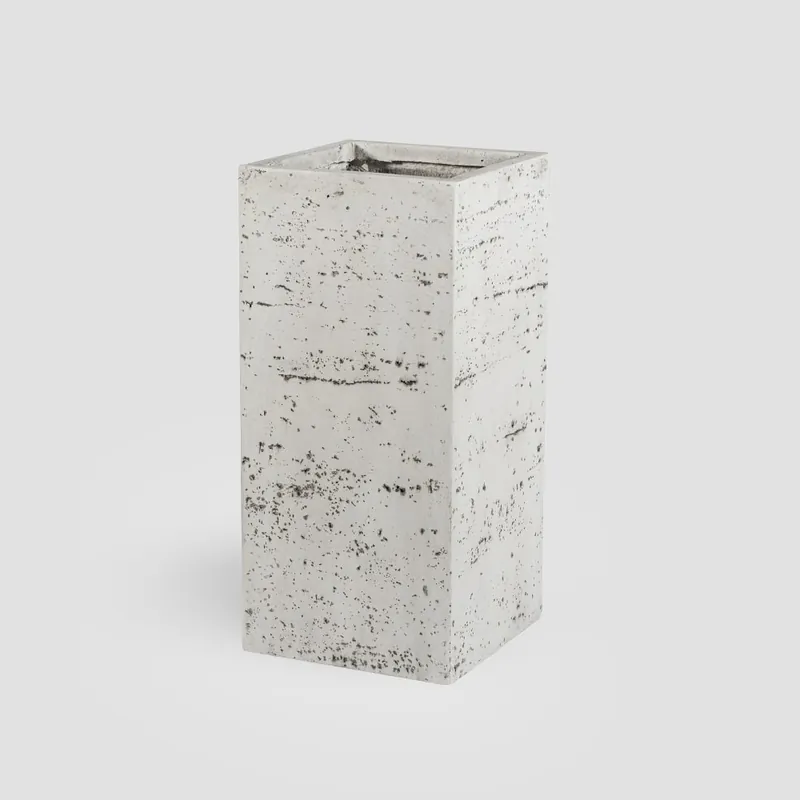 Maceta Discom Travertino blanca (Cubo alto) Precio Reducido