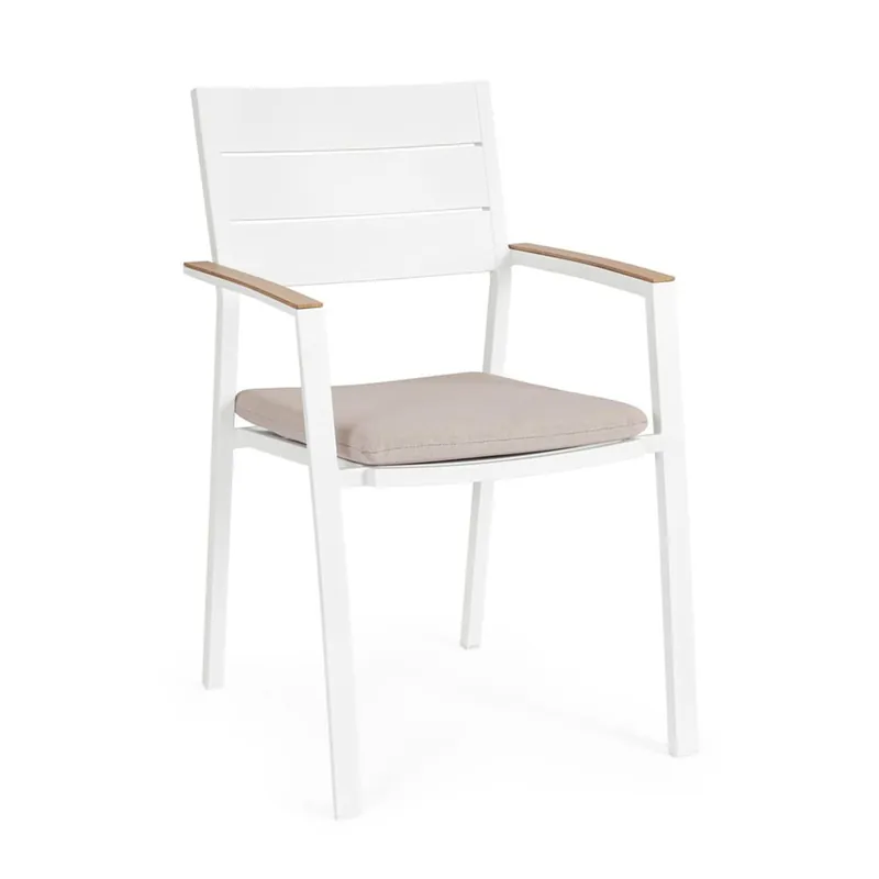 Súper Precio Silla de jardín Bizzotto ZELMAR blanco/beige con brazos