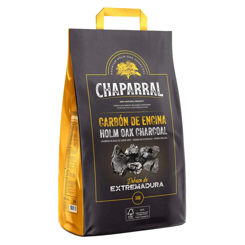 Carbón vegetal para Barbacoa Encina Chaparral Máxima Calidad