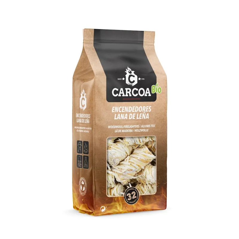 Pastillas de encendido para barbacoa ecológicas Lana de leña Carcoa Bio Gran Oferta